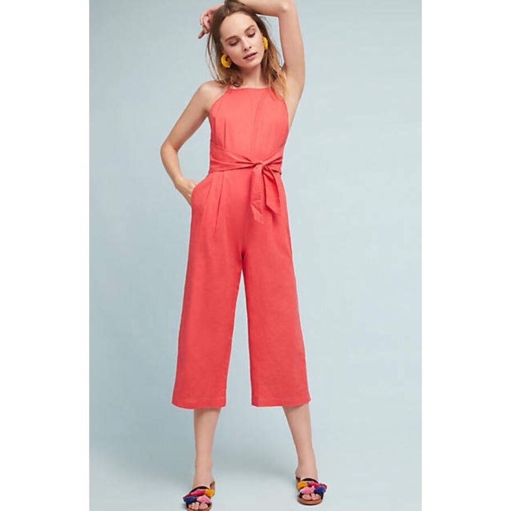 Anthropologie Greylin Tied Linen Jumpsuit